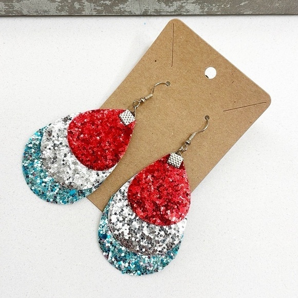 Jewelry - Glitter print teardrop hand made earrings